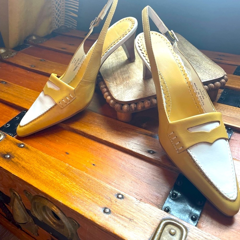 Lands End Vintage Leather Slingback Heels